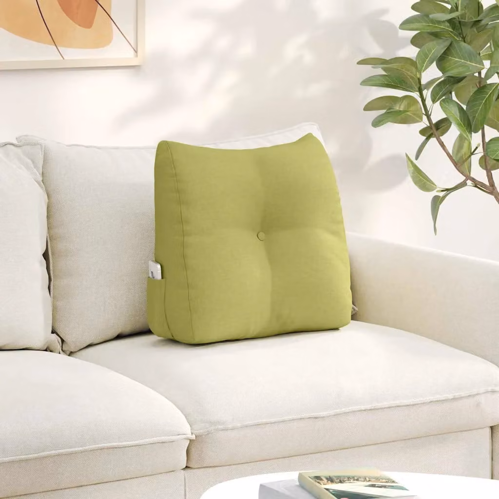 Cuscino per schiena ergonomico vidaXL verde chiaro con rivestimento rimovibile in poliestere L 45 cm x P 24 cm x H 50 cm