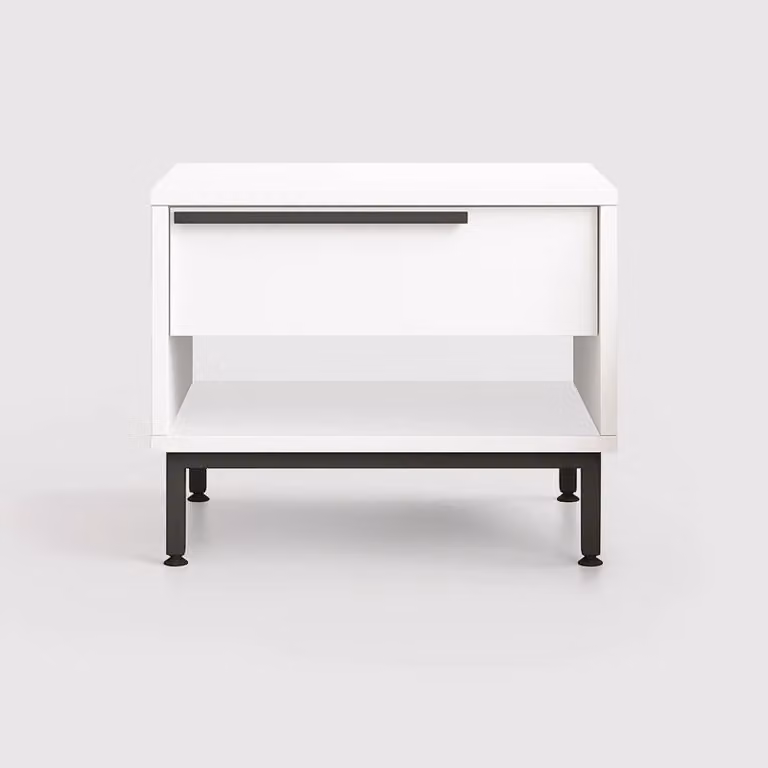 Sabbar - Comodino bianco moderno con 1 cassetto