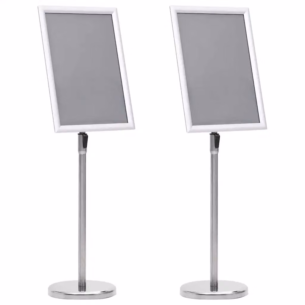 Set di 2 supporti per poster vidaXL in alluminio argento, H 108 x L 45 x P 32,7 cm