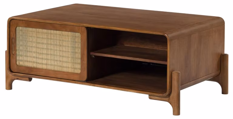 MASSIVMOEBEL24 | Tavolino da salotto in legno di Mango - alga marina 120x70x45 laccato marrone chiaro MIZUMI #115