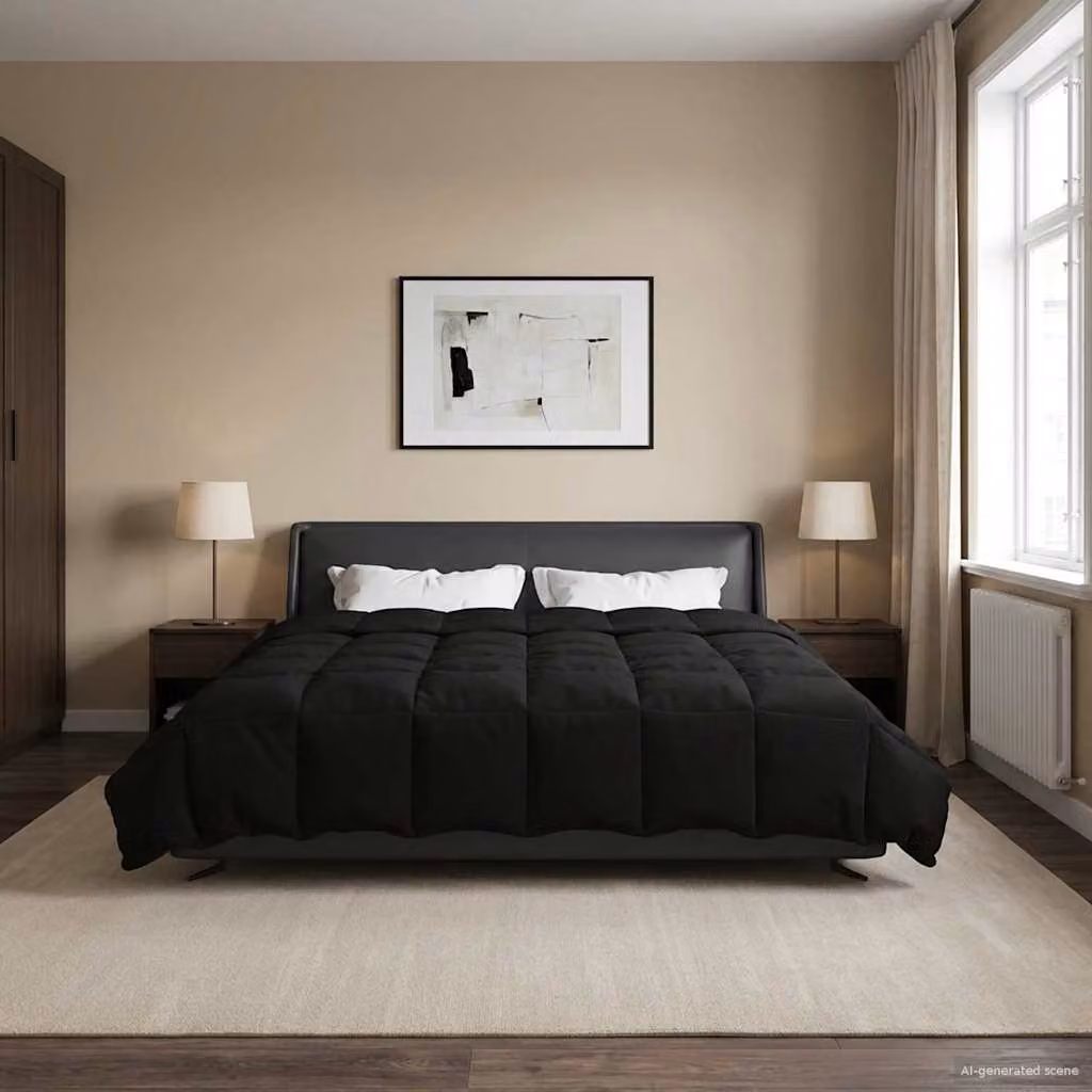 vidaXL Piumone Invernale in Microfibra Traspirabile e Reversibile, Nero, L/P: 240 x 260 cm