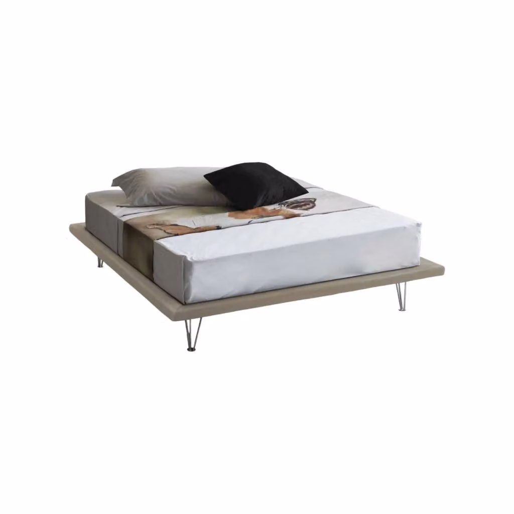 Letto matrimoniale Pietersite Talamo Italia in tessuto beige per materasso 160x200 cm – 2