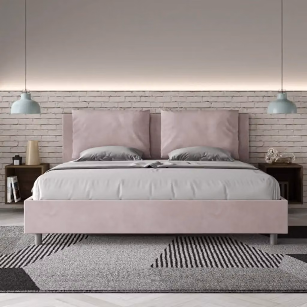 Letto contenitore imbottito Ityhome in microfibra colore viola L/P/H: 180 x 200 x 110 cm – 2