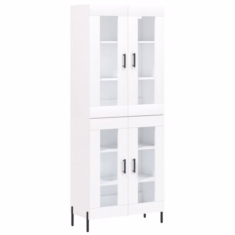 Credenza Bianca 69,5x34x180 cm in Legno Multistrato