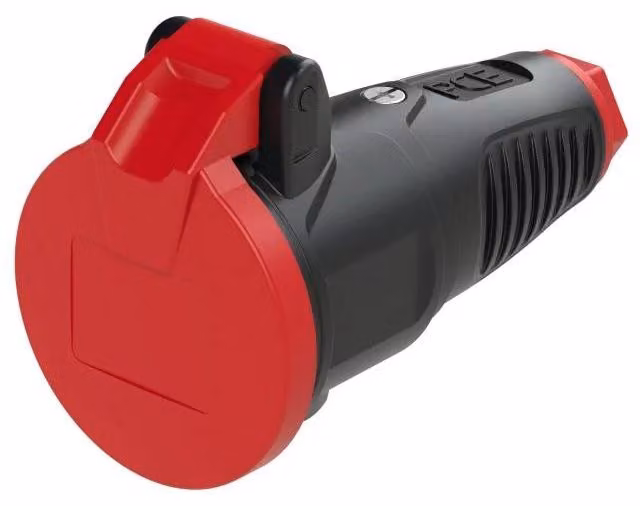 Giunto di terra IP54 in gomma piena + coperchio incernierato 16A / 250V AC / 3p (2P+E)