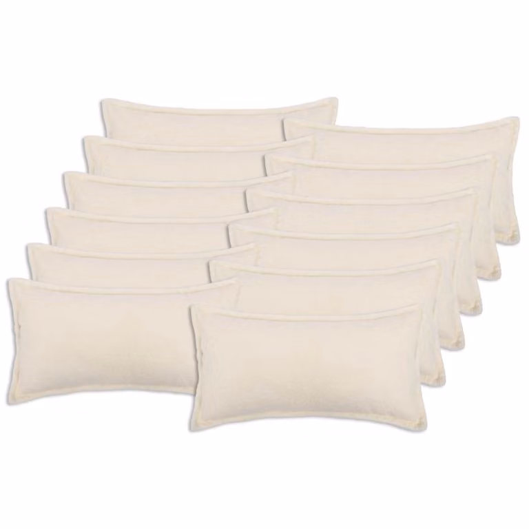 Set di 12 federe vidaXL HOUTEN color crema in tessuto bouclé, L 80 x P 40 cm