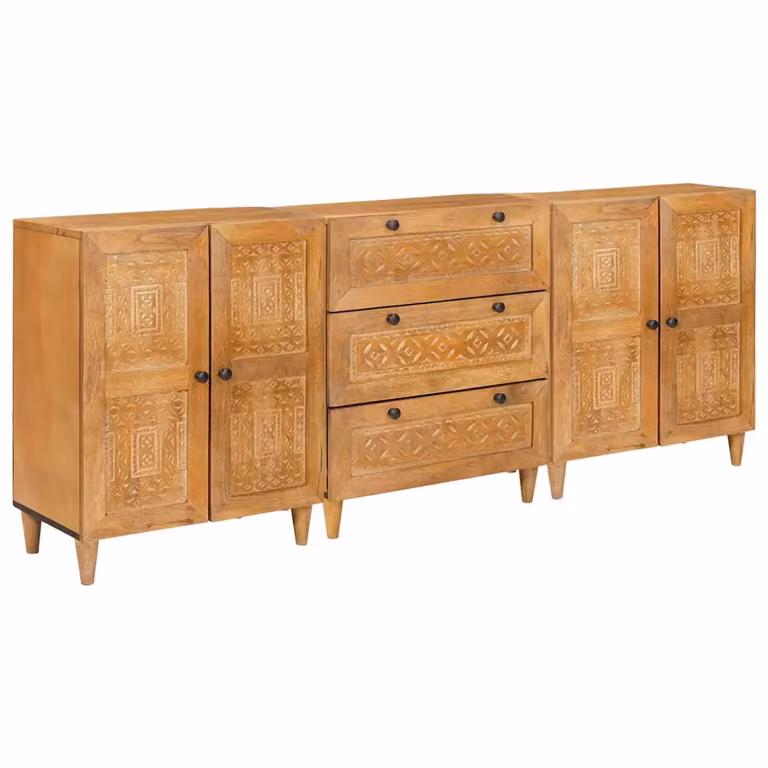 Credenza vidaXL in legno massello di mango marrone stile rustico L: 180 cm, P: 33,5 cm, H: 75 cm