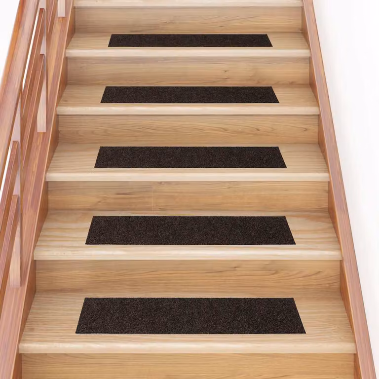 Set di 30 tappetini autoadesivi per scale vidaXL, rettangolari, marrone scuro, L: 76 cm x P: 20 cm
