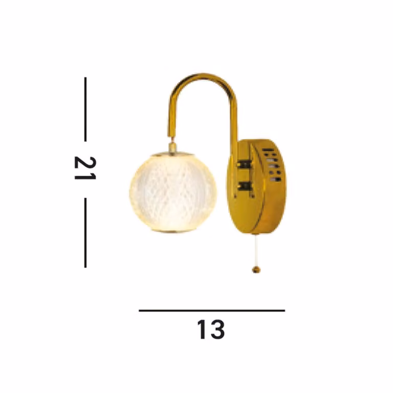 Searchlight Applique da parete a LED Allure, Ottone / Oro, Soggiorno / Sala da pranzo, Metallo, Applique a LED