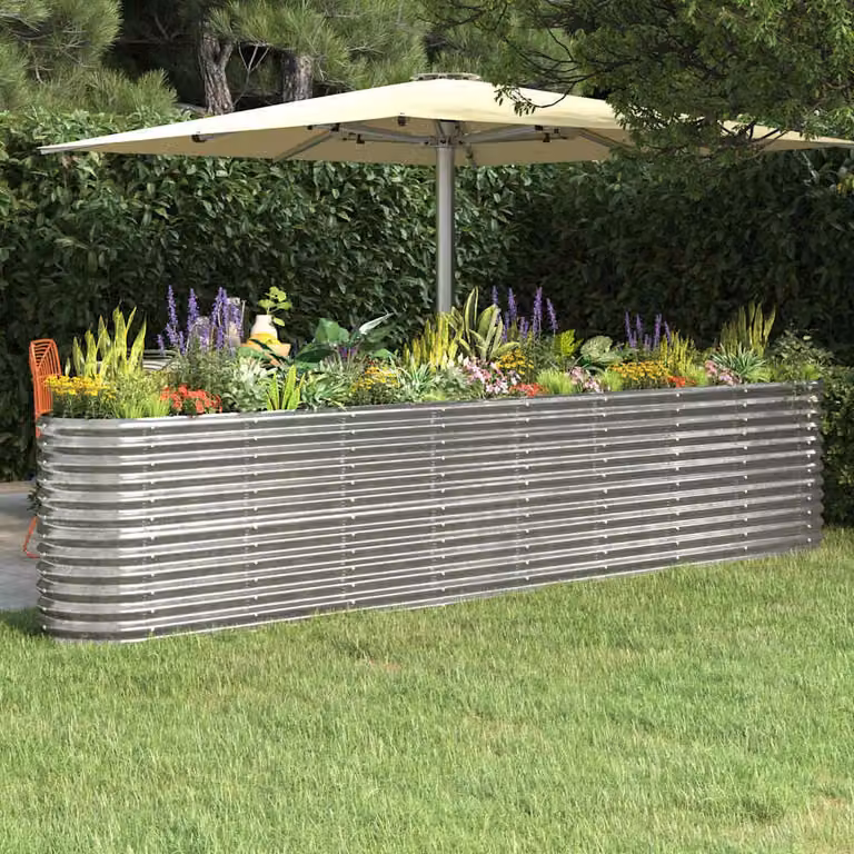 Letto rialzato da giardino vidaXL in acciaio zincato argento L: 332 cm, P: 40 cm, H: 68 cm
