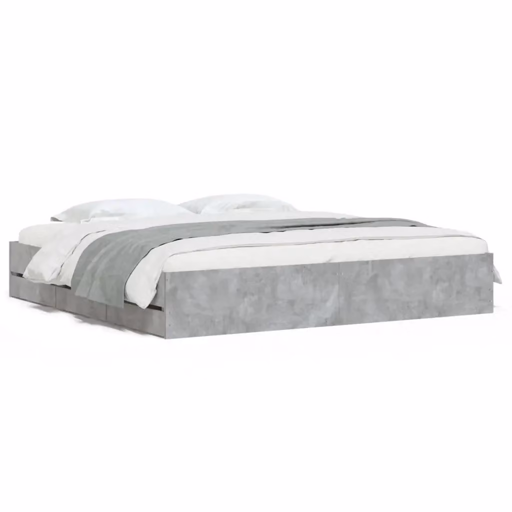 vidaXL Giroletto con Cassetti in Legno Multistrato Grigio, L/P/H: 180 x 200 x 33 cm – 2