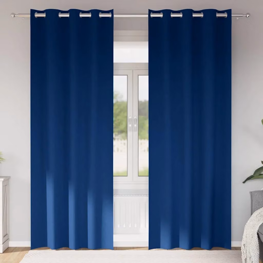 Set di 2 tende blackout vidaXL con anelli in poliestere, colore blu, H 245 cm x L 140 cm