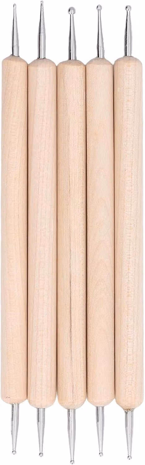 Set di strumenti per incisione, composto da 5 pezzi, con punte doppie dotate di sfere in acciaio, lunghezza 130 mm, per incisioni