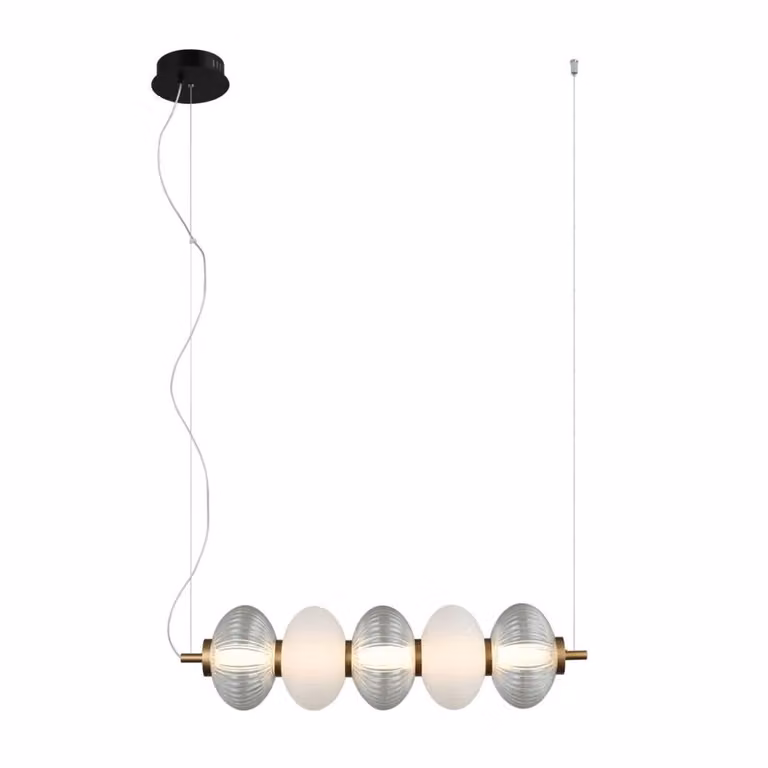 Lampada a sospensione decorativa per sala da pranzo sopra il tavolo striscia orizzontale in vetro tonalità calda LED 19W TESTA Italux