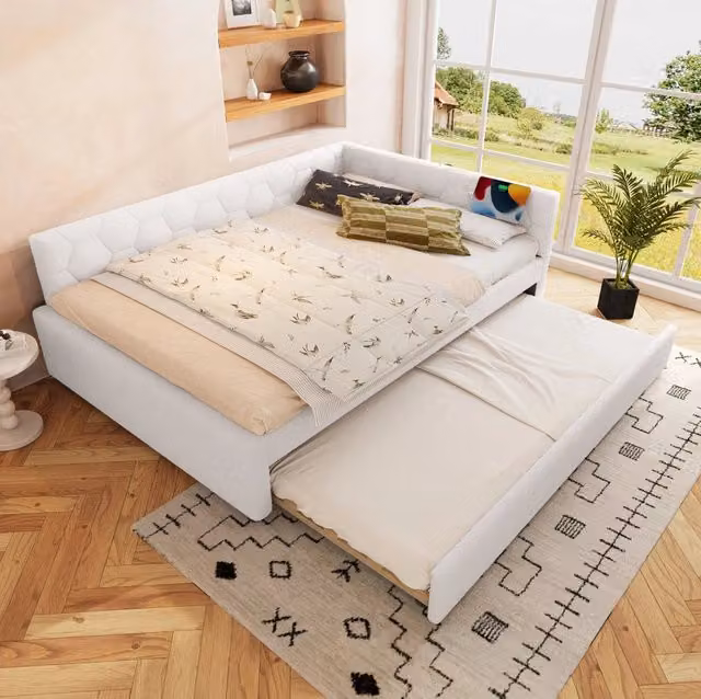 Letto matrimoniale 140x200 cm bianco in velluto, letto estraibile con USB e luce, senza materasso
