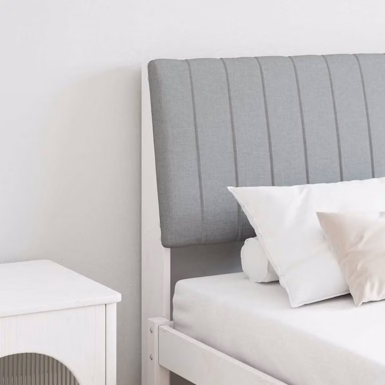 Testiera imbottita vidaXL in pino massello Grigio chiaro 150 cm