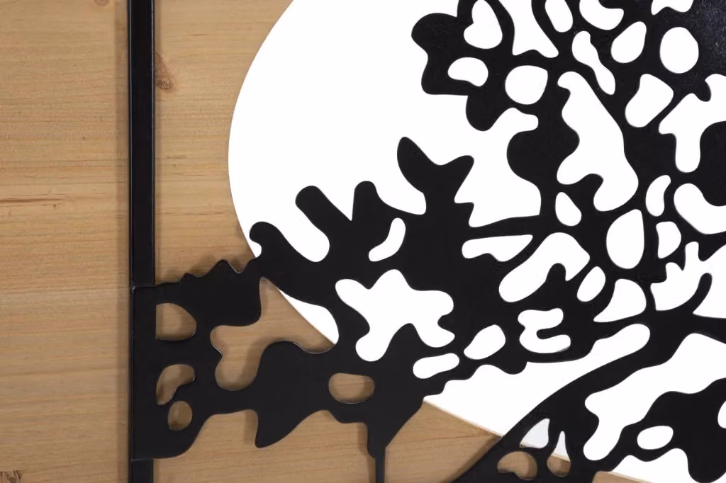 Set di Pannelli Decorativi 3D Mauro Ferretti Albero Maestoso in Ferro e Legno Effetto Legno Colore Nero L: 176 cm, H: 90 cm, P: 2 cm – 2