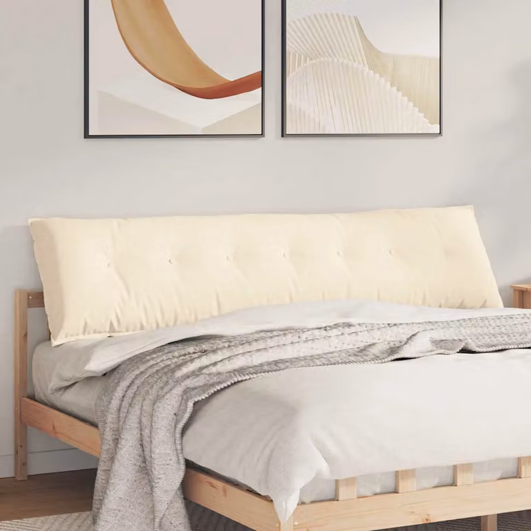 Cuscino per schiena vidaXL in tessuto a coste beige L: 200 cm, P: 50 cm