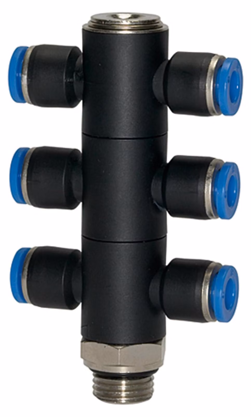 Raccordo a T Riegler "Serie Blu", a 6 vie, orientabile, G 1/4 a. Ã˜4mm