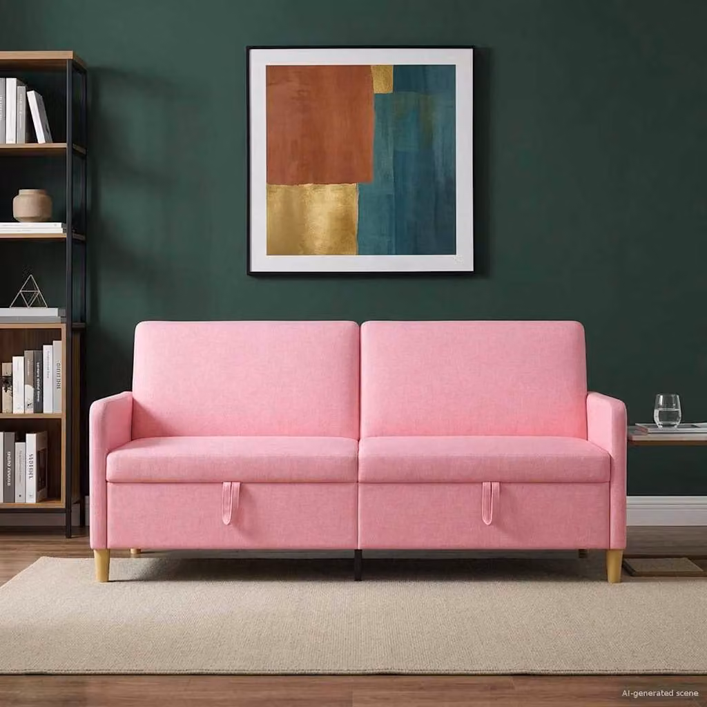 Divano moderno vidaXL con contenitore rosa e seduta sollevabile per il tuo soggiorno L: 192 cm, P: 78 cm, H: 87 cm
