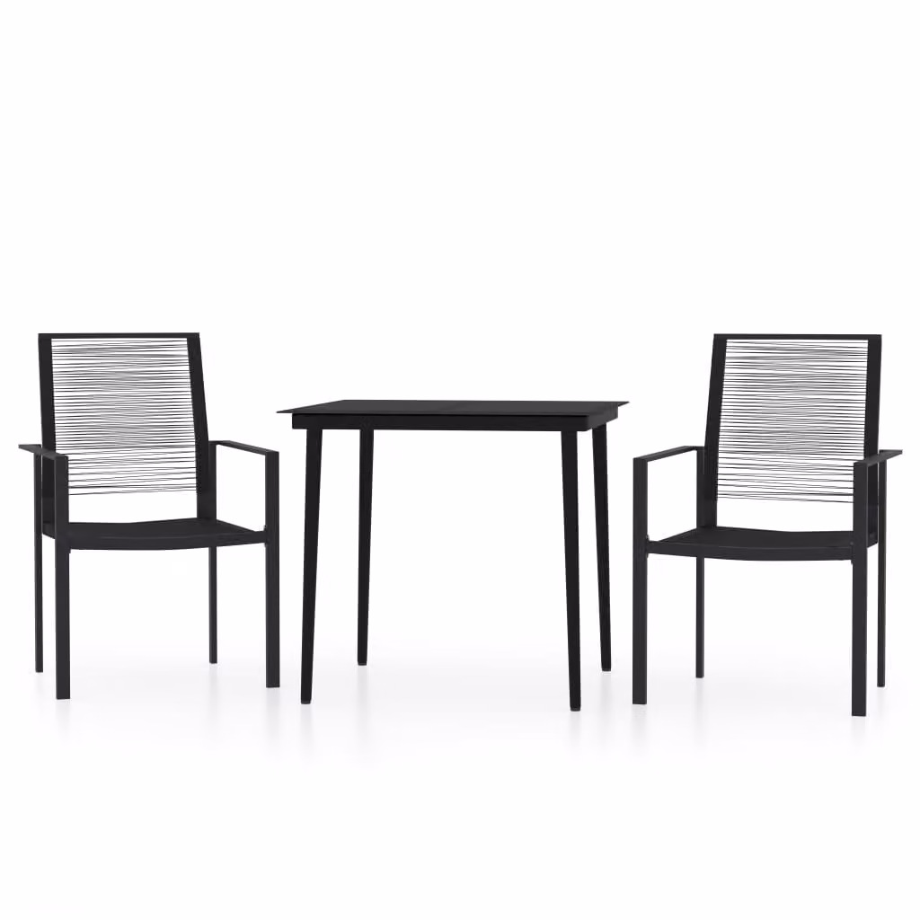 Set Mobili da Pranzo per Giardino 3 pz Nero