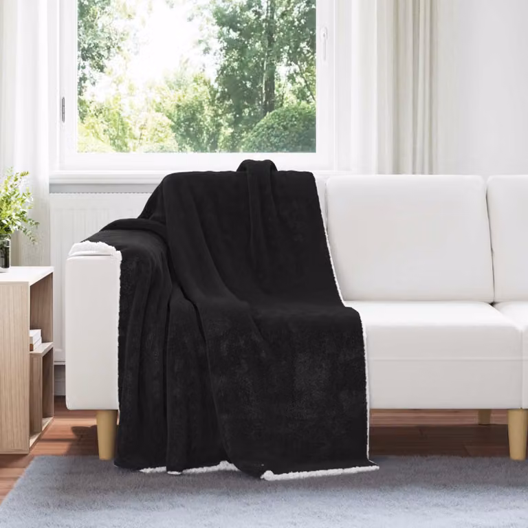 Coperta in pile morbida vidaXL Nero L: 130 cm x P: 150 cm