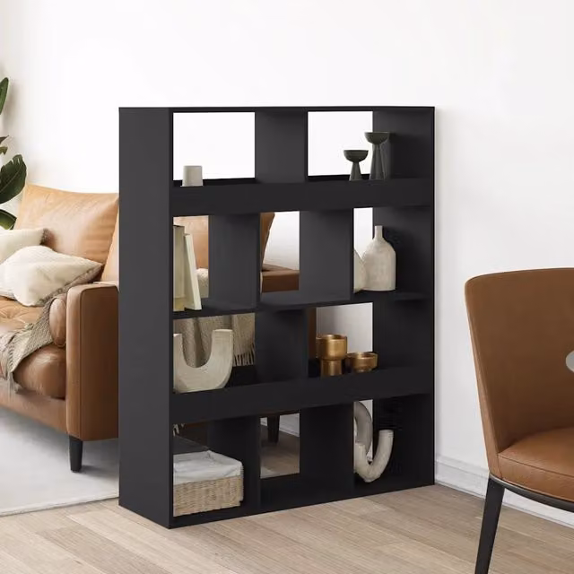 Divisorio per ambienti DESIGN IN nero in MDF, modello moderno con montaggio a parete, L 100 cm x P 33 cm x H 125,5 cm