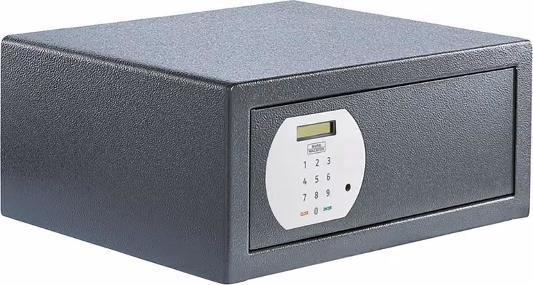 Cassaforte domestica Burgwächter - Cassaforte per hotel Pure Safe PS130 E LAP KA 4 - Mini cassaforte per montaggio a parete e a pavimento, acciaio antracite