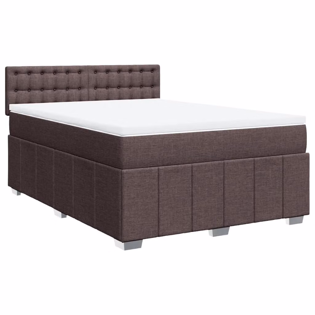 Letto a molle con materasso marrone scuro 160x200 cm in tessuto