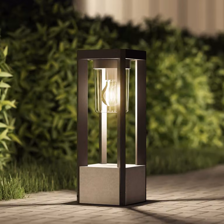 Lampione da giardino Kalisa Lucande, dimmerabile, Alluminio / Grigio / Zincato, Alluminio, Moderno, Lampada da esterni