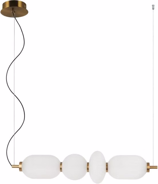 Lampada sospesa NICO Italux in vetro e metallo con LED da 18W, colore oro e bianco – 1