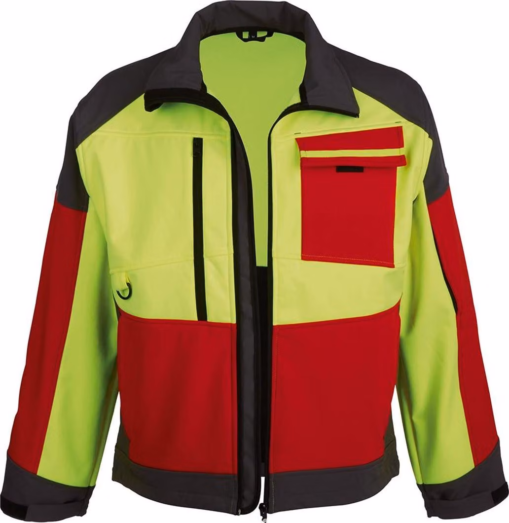 Giacca softshell ForestJackRed, taglia S, rosso/bianco/giallo