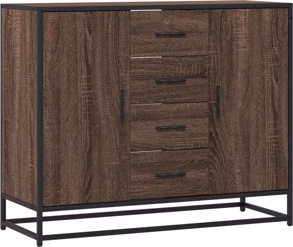 Credenza Rovere Marrone 92x35x76 cm in Legno Multistrato