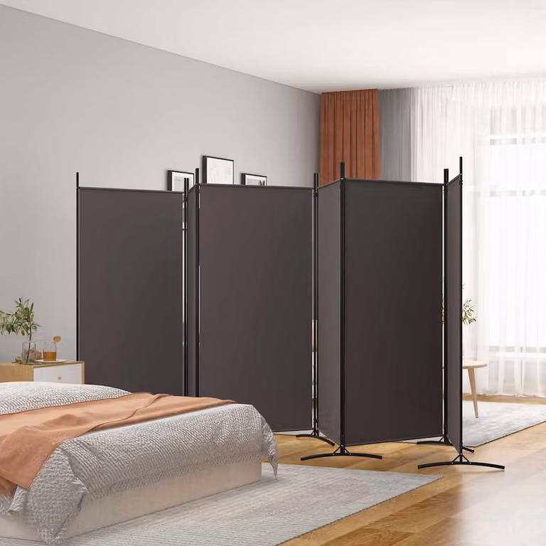 Divisorio a 6 Pannelli vidaXL Marrone in Tessuto L: 520 cm, H: 180 cm