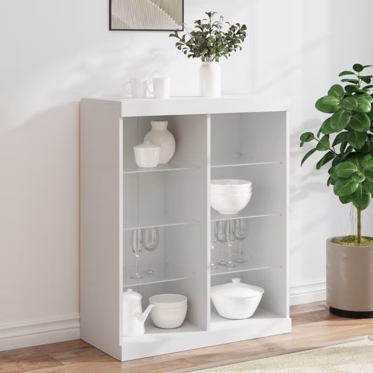 Credenza moderna vidaXL con luci LED bianca L 81 cm, P 37 cm, H 100 cm