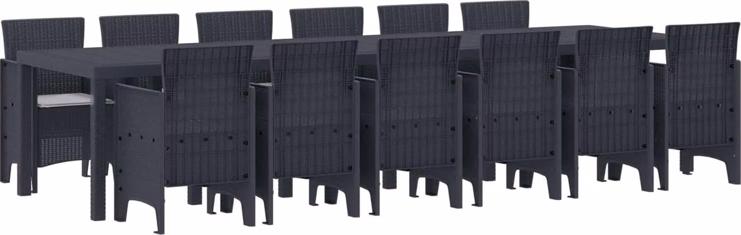 Set da Pranzo per Giardino 13 pcs Antracite Rattan Polt