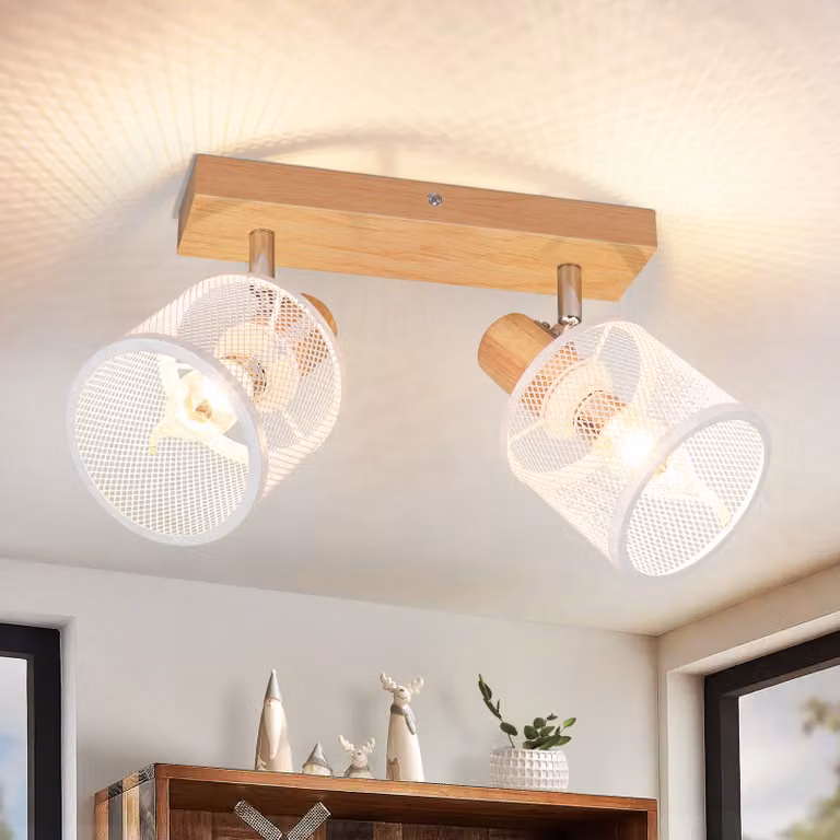 ZMH faretto da soffitto 2 fiamme legno vintage soffitto spot orientabile E14 faretto sala da pranzo lampada LED soffitto camera da letto sala da pranzo senza lampadina