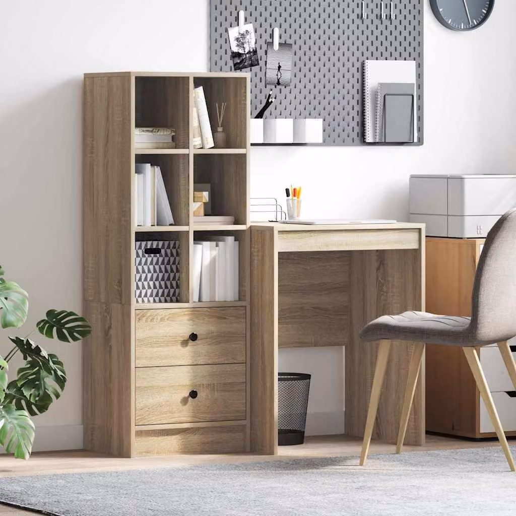 Maison Exclusive - Scrivania con cassetto 2 pcs Rovere Sonoma