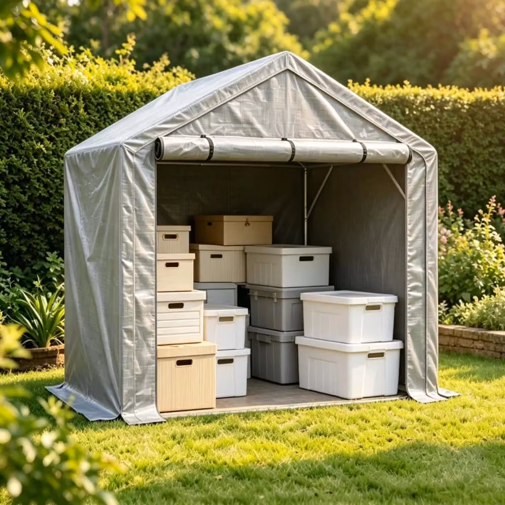 Garage tendato REDOM per biciclette in metallo grigio scuro L: 190 cm, P: 170 cm, H: 200 cm – 2