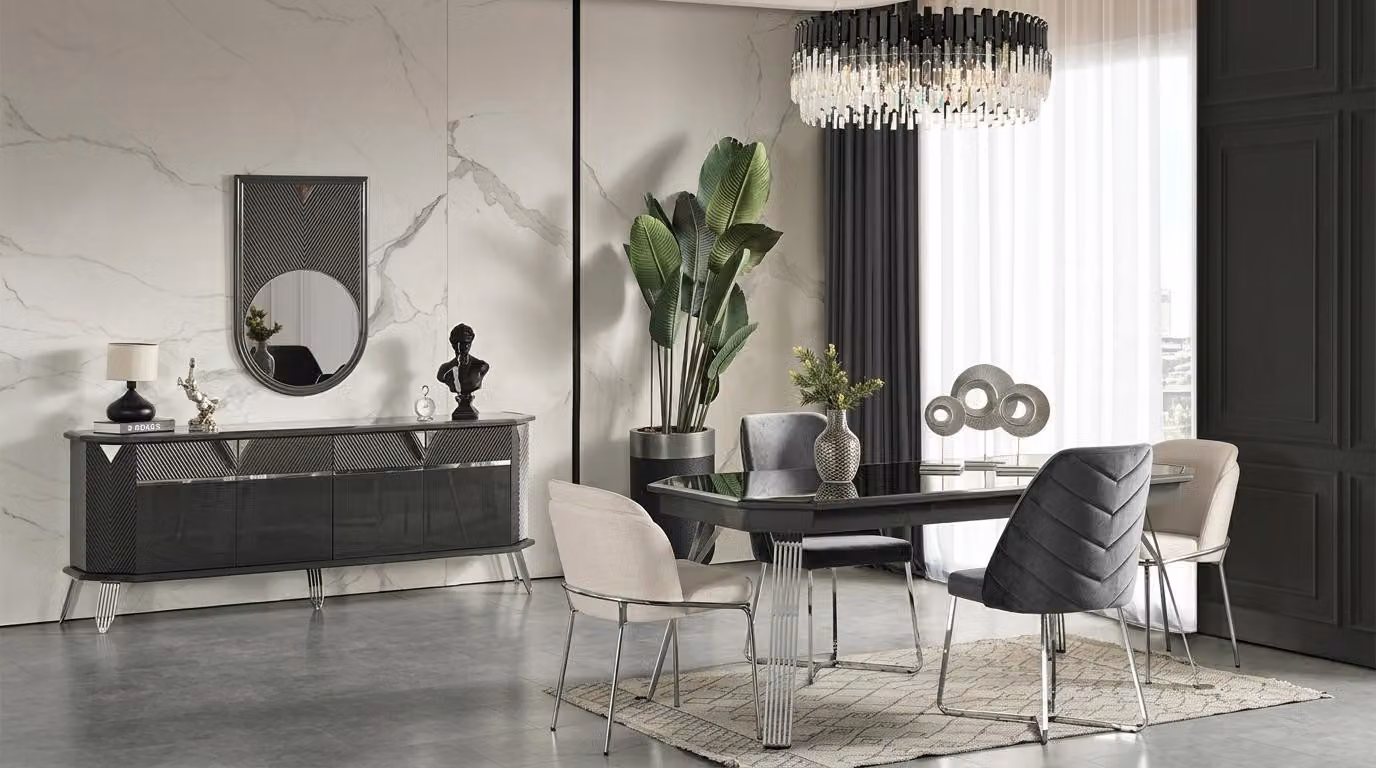 Tisch Konsole Spiegel Wohnzimmer Stil modern schwarz rechteckig praktisch