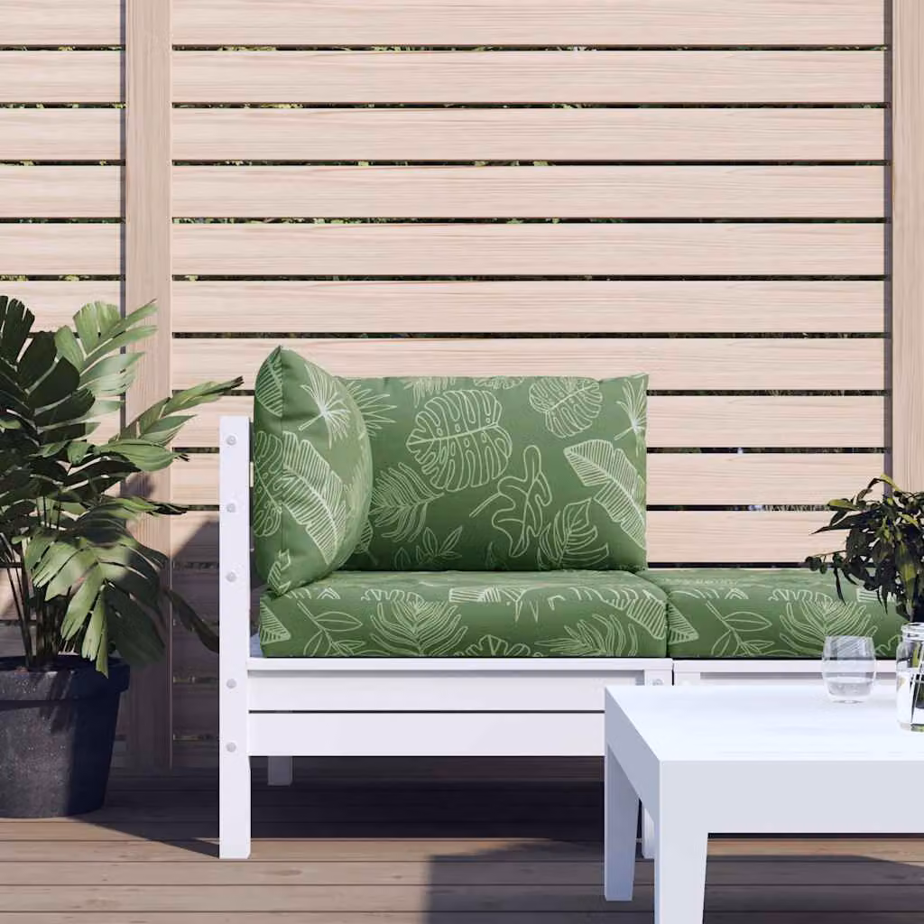 Set di 3 cuscini per pallet vidaXL in tessuto Oxford verde con motivo a foglie, impermeabili e traspiranti, L/P/H: 60 x 60 x 8 cm