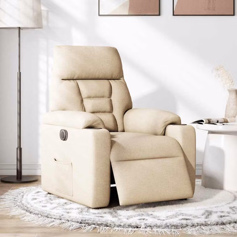 Poltrona Elettrica Reclinabile Crema in Tessuto