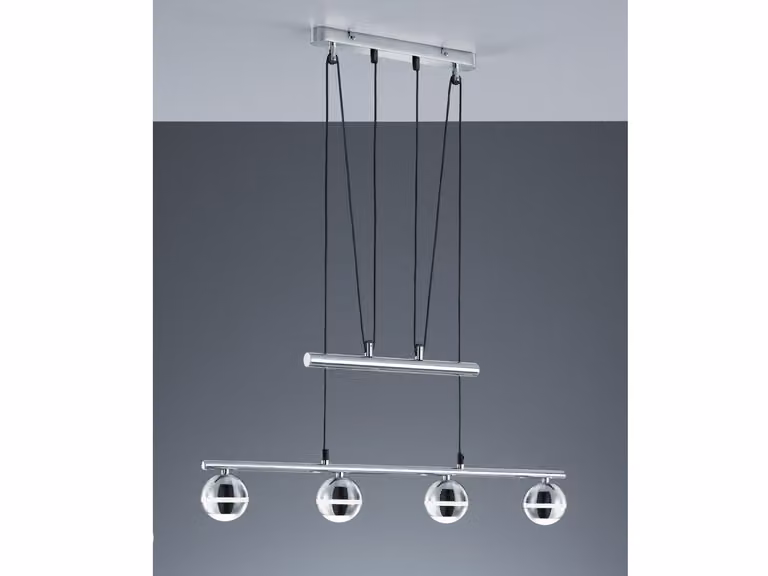 Lampada a sospensione SMD LED JoJo, 4 x 4,2W LED, lunghezza 78 cm, plastica cromata