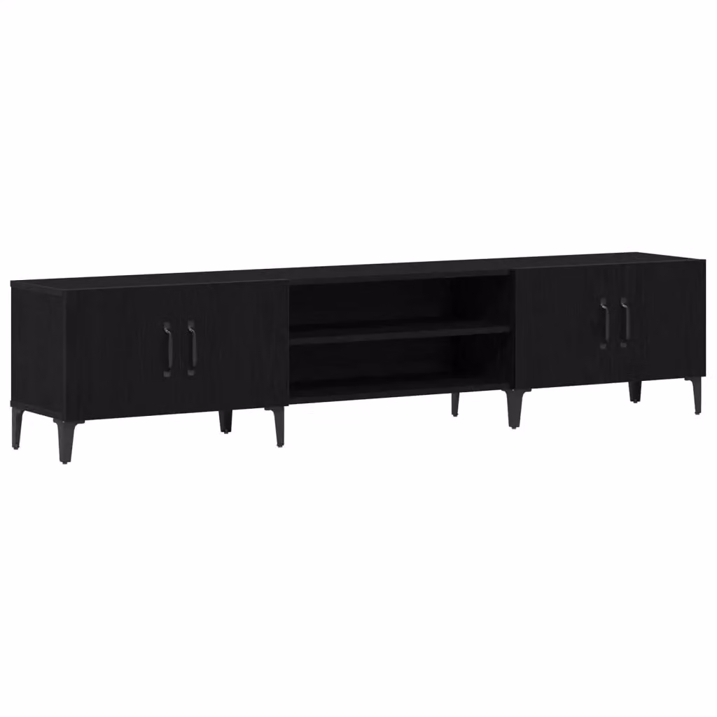 Mobile TV moderno vidaXL in legno e metallo, colore nero e beige, L/P/H: 180 x 31,5 x 40 cm – 2