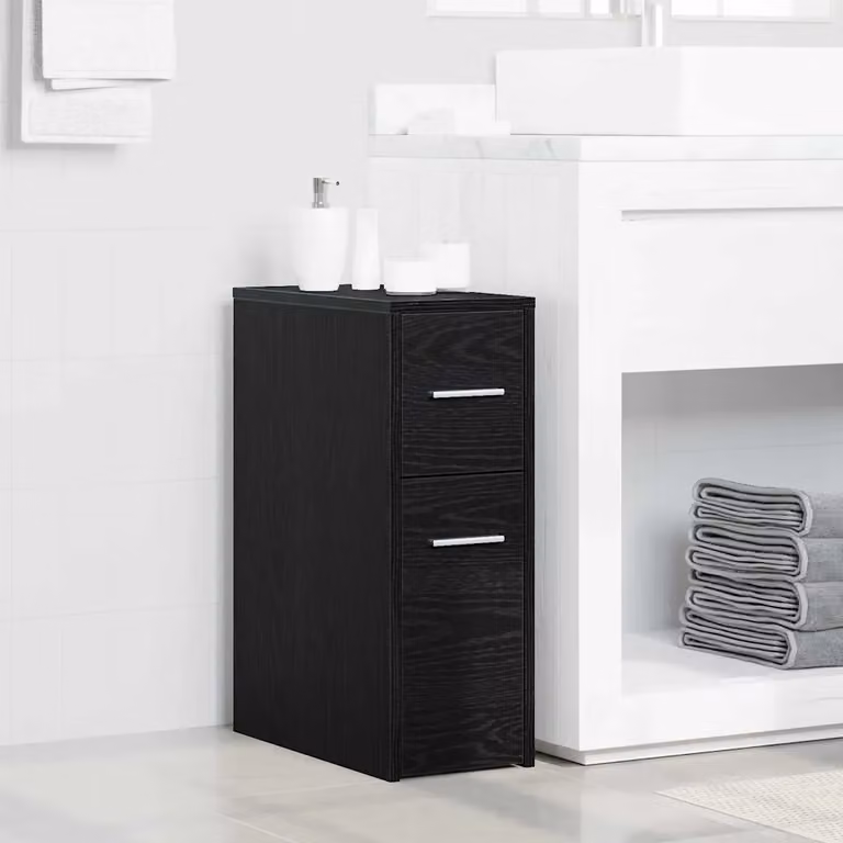 Set di mobili per il bagno moderno vidaXL in legno e MDF, colore nero, L/P/H: 44 x 22 x 61.5 cm