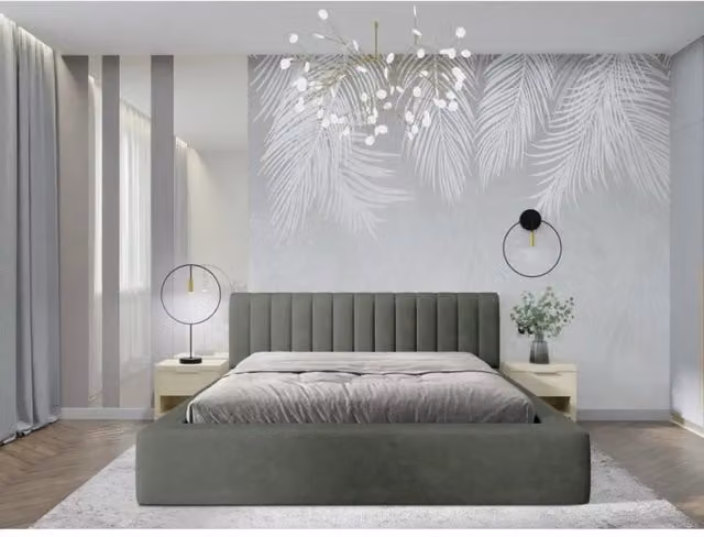 Letto contenitore CERVIN Meublorama in velluto verde con rete sollevabile L/P: 140 x 200 cm – 1