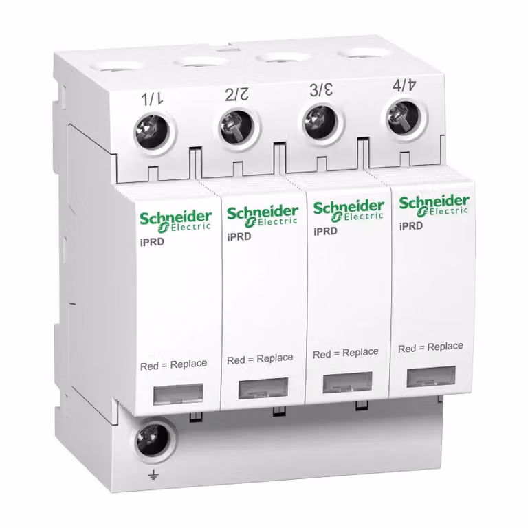 Schneider Electric Scaricatore di sovratensione iPRD40r IT, Tipo 2, Modulo di protezione innestabile, 4 poli, Imax 40 kA A9L40421