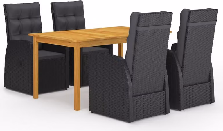 Maison Exclusive - Set da pranzo da giardino 5 pezzi nero