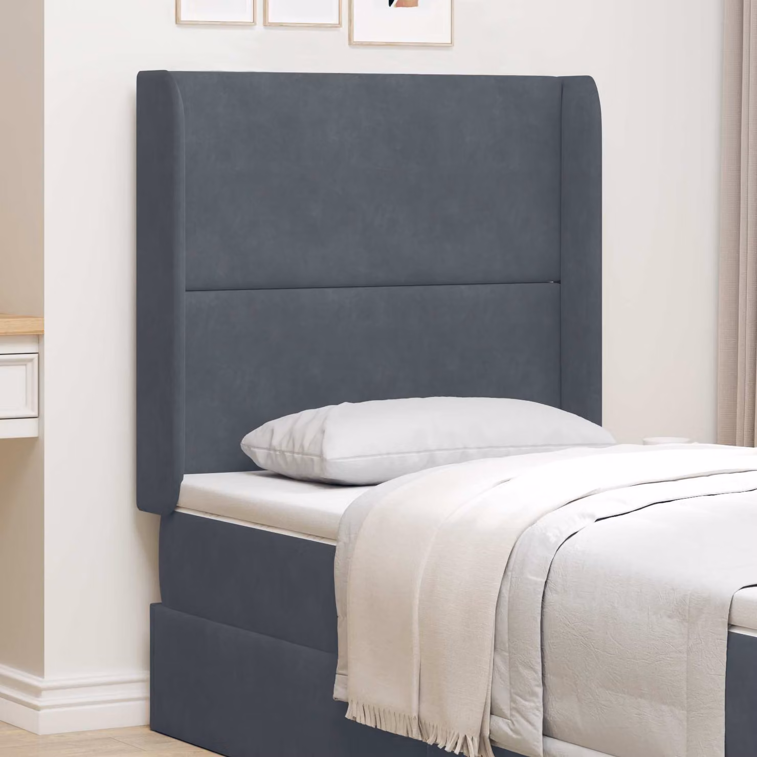 vidaXL Testata del Letto con Orecchie in Velluto Grigio, L 80 x P 16 x H 4 cm