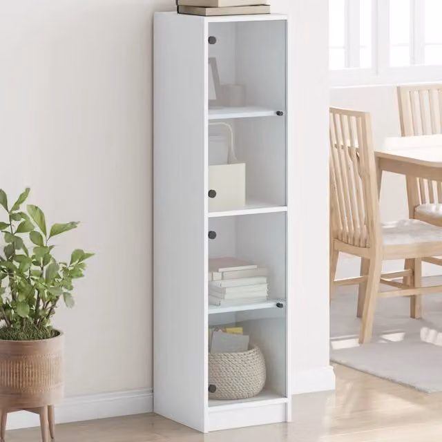 Credenza Design Mania Bianca con Ante in Vetro per Sala da Pranzo L/P/H: 35 x 20 x 142 cm